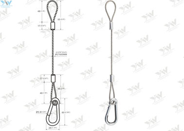 Слинг Ø веревочки провода конца крюка веревочка 2,0 ММ стальная безопасная с концом петли, щелчковым крюком